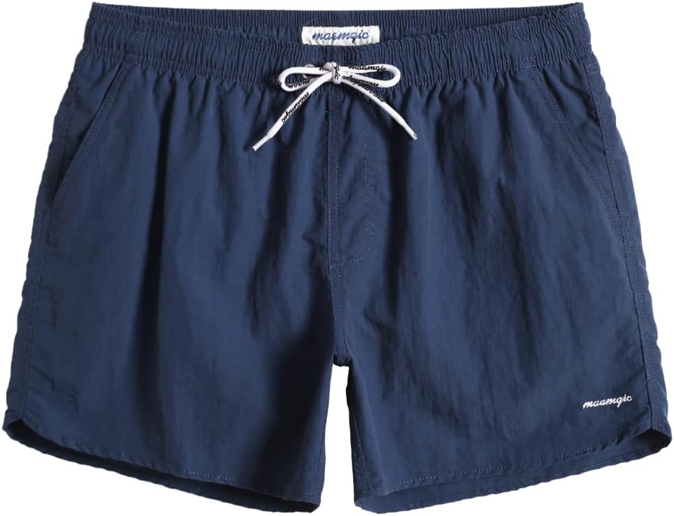 Men's 5 Inch Swim Trunks - Mesh Lined Quick Dry Swim Shorts in Solid Colors for Beach and Backyard Pools - Small