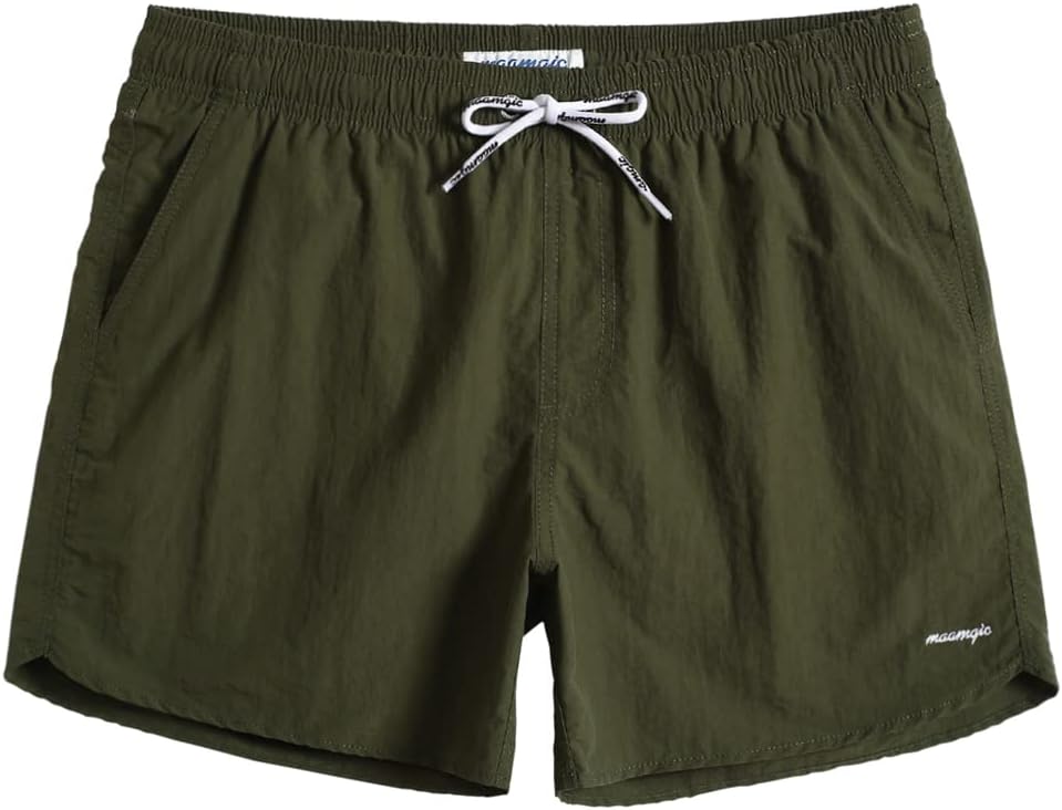 Men's 5 Inch Swim Trunks - Mesh Lined Quick Dry Swim Shorts in Solid Colors for Beach and Backyard Pools - Medium
