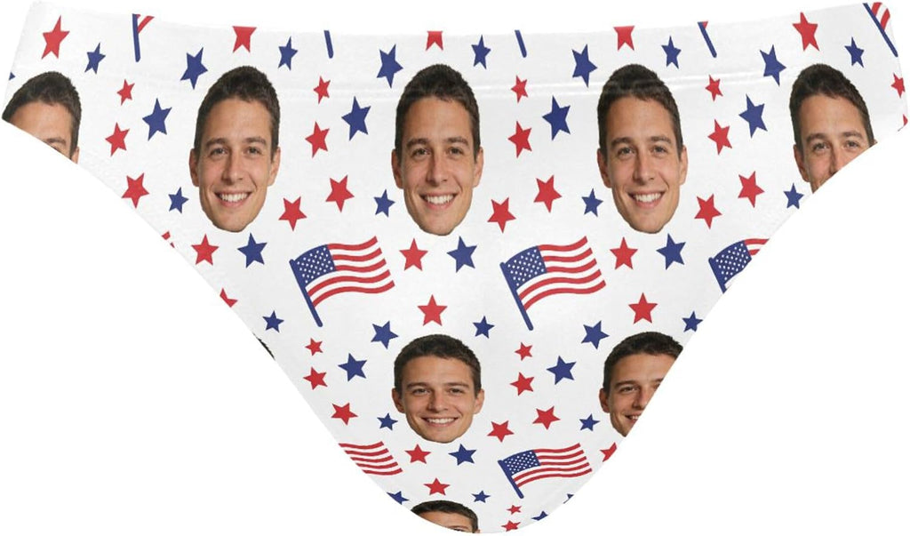 Men's Printed Swim Briefs - Custom Photo Face Swimsuit with Stretch Waistband for Pool Parties and Trips - Custom Funny 