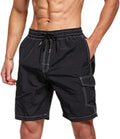 Men's Solid Color Swim Trunks - Quick Dry Board Shorts with Side Pockets for Summer Beach and Pool Days - Small