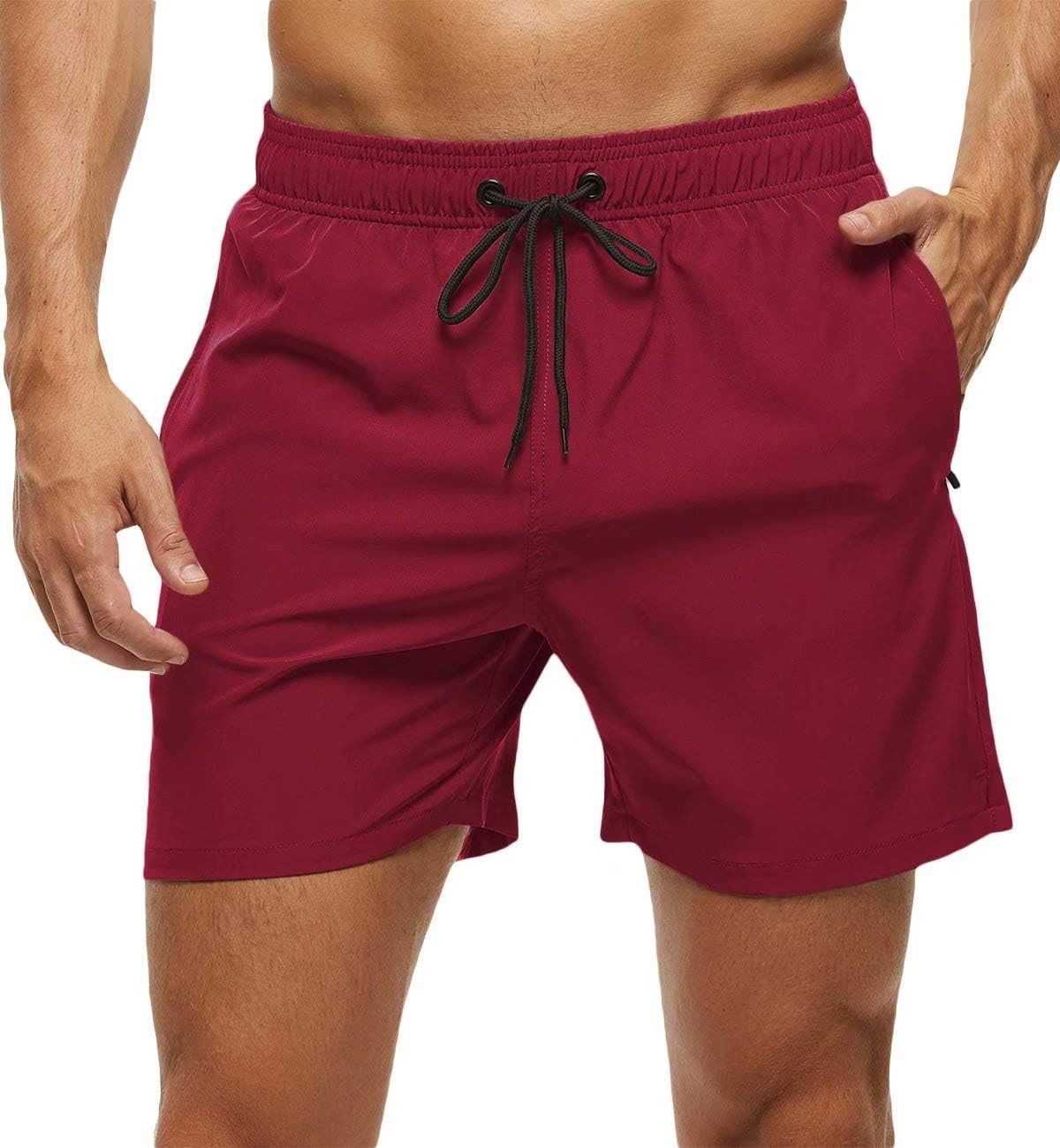 Men's Quick Dry Swim Trunks - Beach Shorts with Zipper Pockets and Mesh Lining in Waist Sizes 30 to 44 - 30