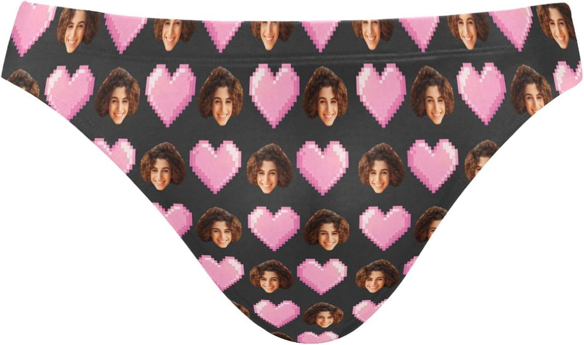 Men's Printed Swim Briefs - Custom Photo Face Swimsuit with Stretch Waistband for Pool Parties and Trips - Custom Face R