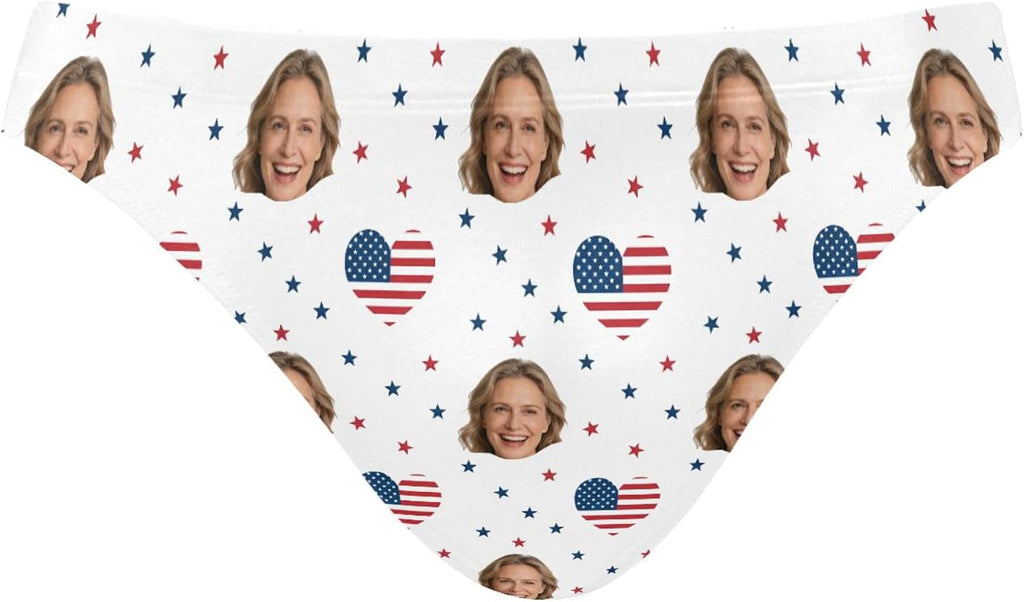 Men's Printed Swim Briefs - Custom Photo Face Swimsuit with Stretch Waistband for Pool Parties and Trips - Custom Funny 