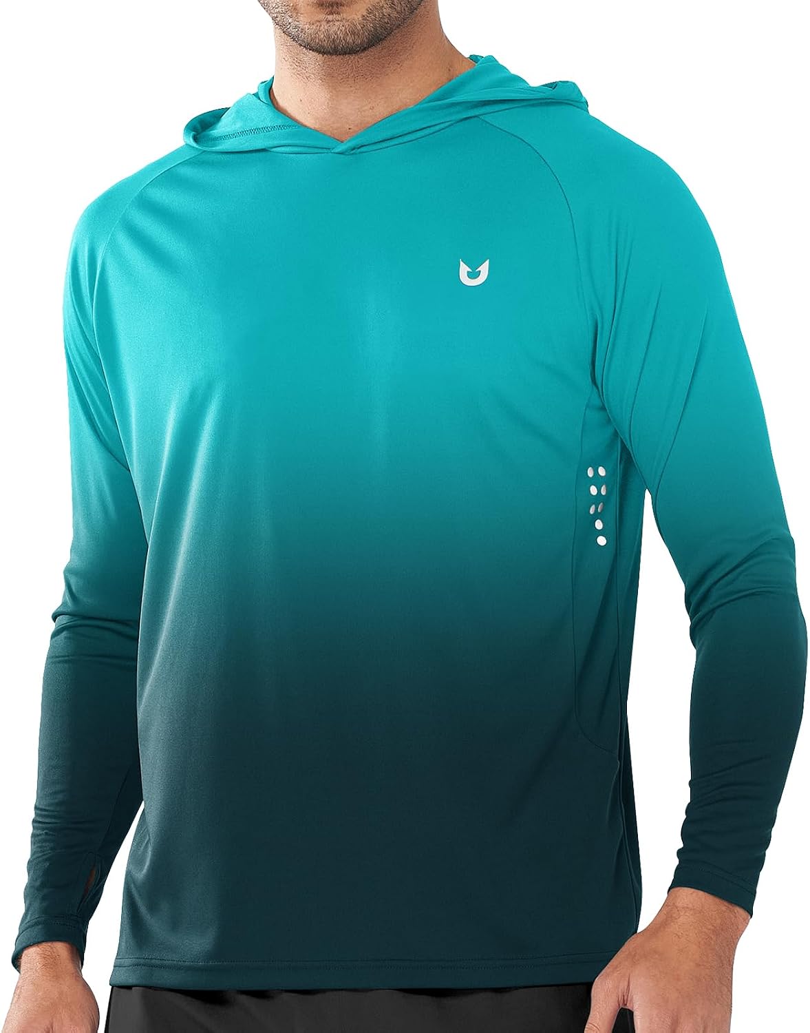 Men's UPF 50+ Sun Hoodie - Long Sleeve Rash Guard Swim Shirt with Four Way Stretch for Fishing and Hiking - Small