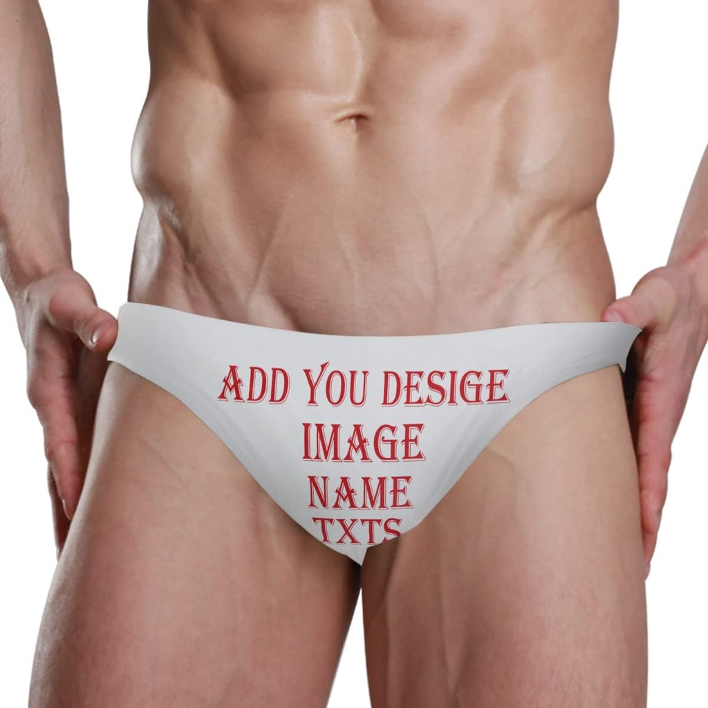 Men's Printed Swim Briefs - Custom Photo Face Swimsuit with Stretch Waistband for Pool Parties and Trips - Custom Face B