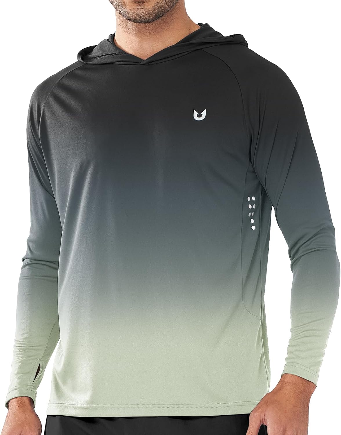 Men's UPF 50+ Sun Hoodie - Long Sleeve Rash Guard Swim Shirt with Four Way Stretch for Fishing and Hiking - Medium