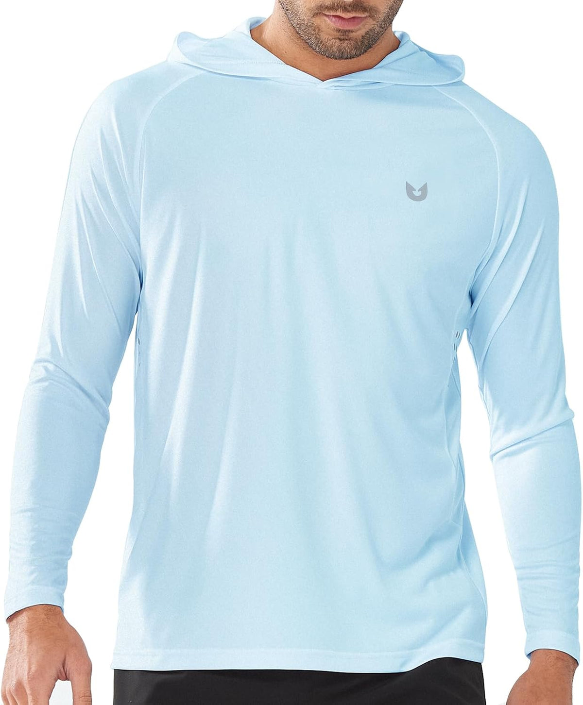 Men's UPF 50+ Sun Hoodie - Long Sleeve Rash Guard Swim Shirt with Four Way Stretch for Fishing and Hiking - Small