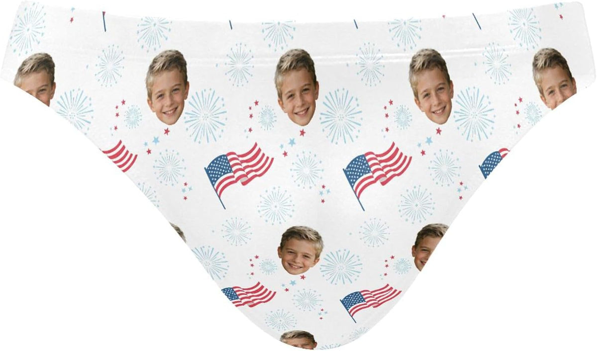 Men's Printed Swim Briefs - Custom Photo Face Swimsuit with Stretch Waistband for Pool Parties and Trips - B0401243