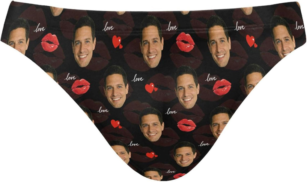 Men's Printed Swim Briefs - Custom Photo Face Swimsuit with Stretch Waistband for Pool Parties and Trips - Custom Face B