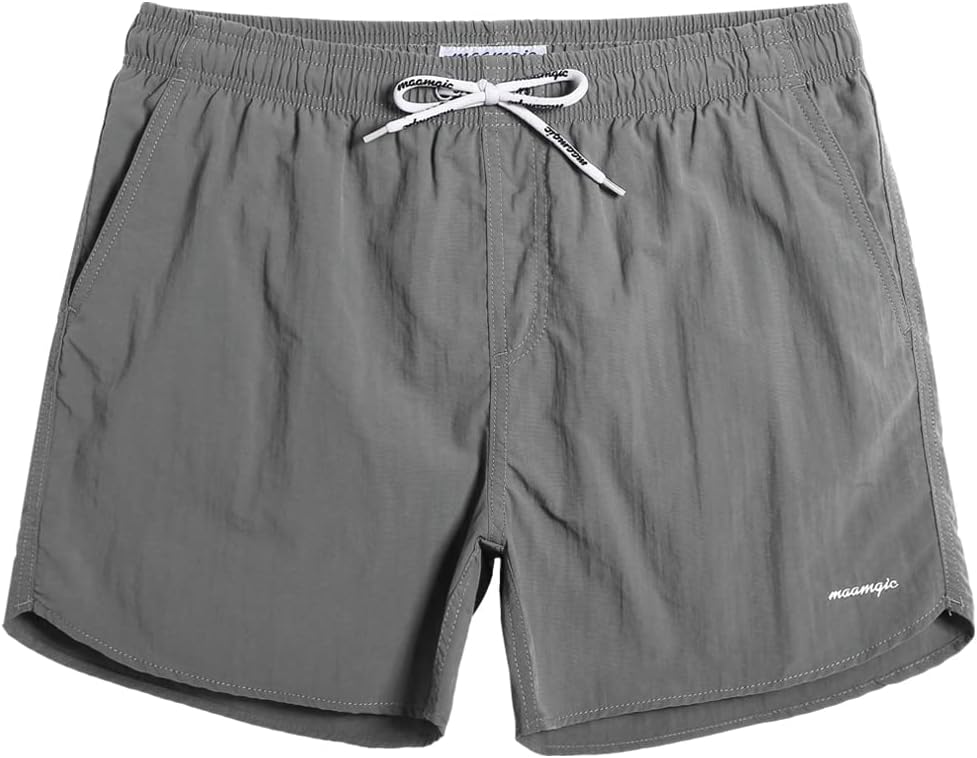 Men's 5 Inch Swim Trunks - Mesh Lined Quick Dry Swim Shorts in Solid Colors for Beach and Backyard Pools - Medium