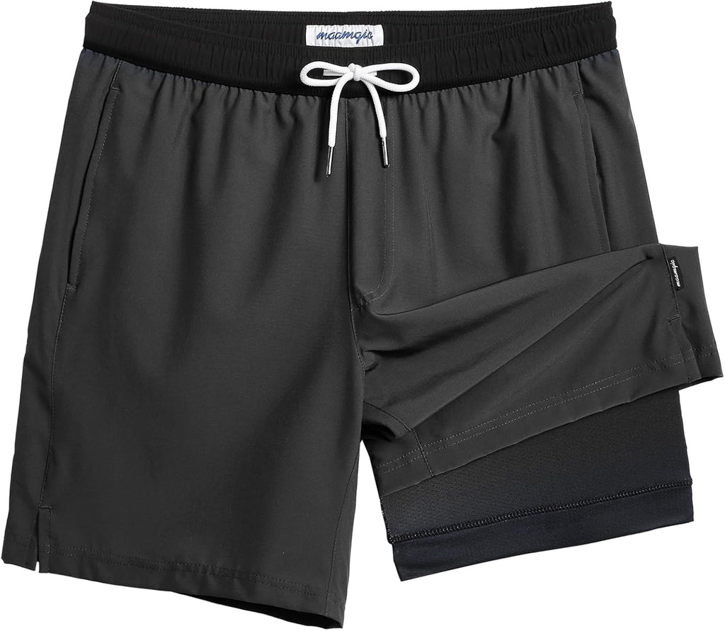 Men's 7 Inch Swim Trunks - Printed Quick Dry Bathing Suit with Compression Liner for Beach and Poolside - Large (29)