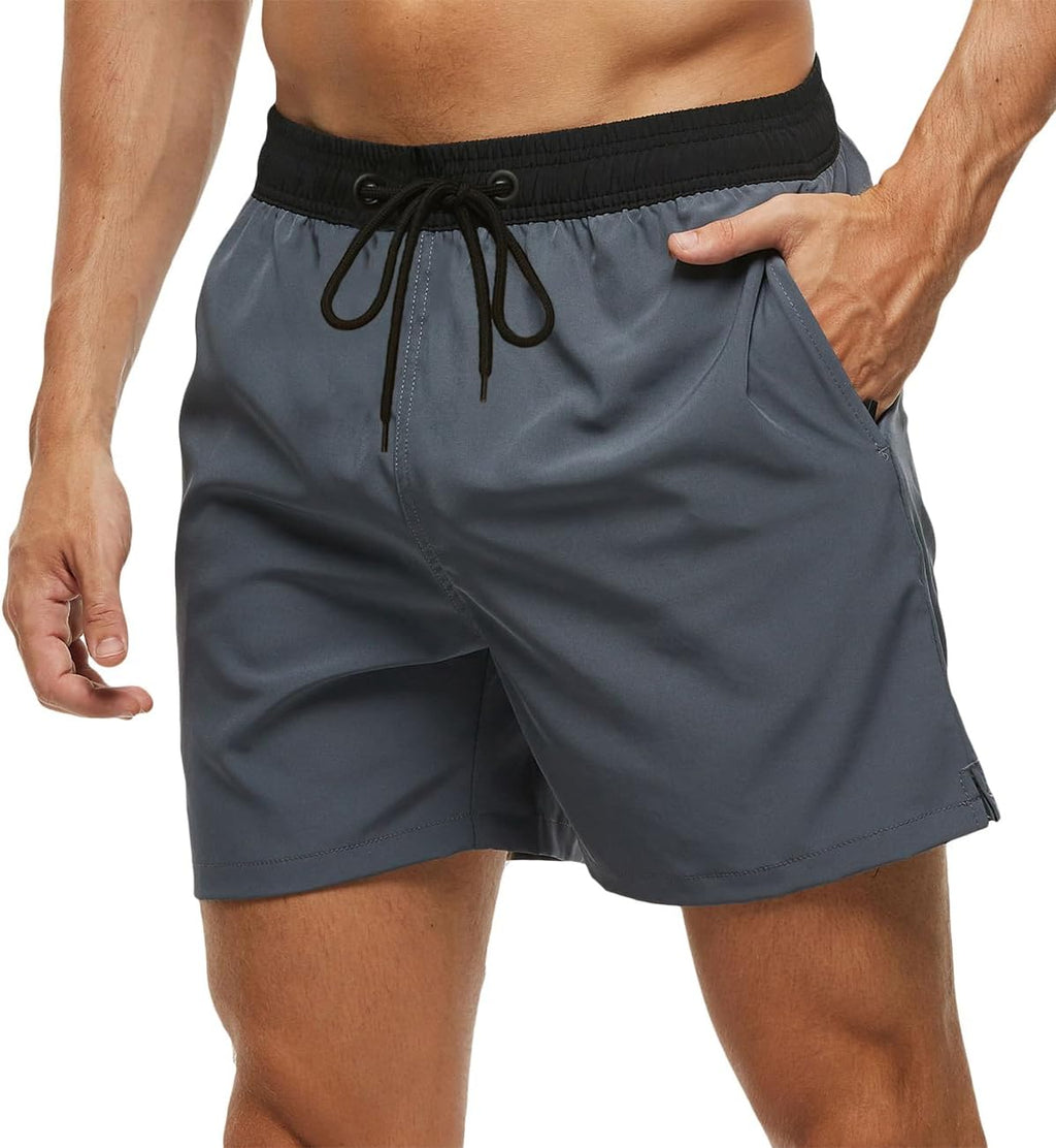 Men's Quick Dry Swim Trunks - Beach Shorts with Zipper Pockets and Mesh Lining in Waist Sizes 30 to 44 - 30