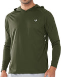 Men's UPF 50+ Sun Hoodie - Long Sleeve Rash Guard Swim Shirt with Four Way Stretch for Fishing and Hiking - Large
