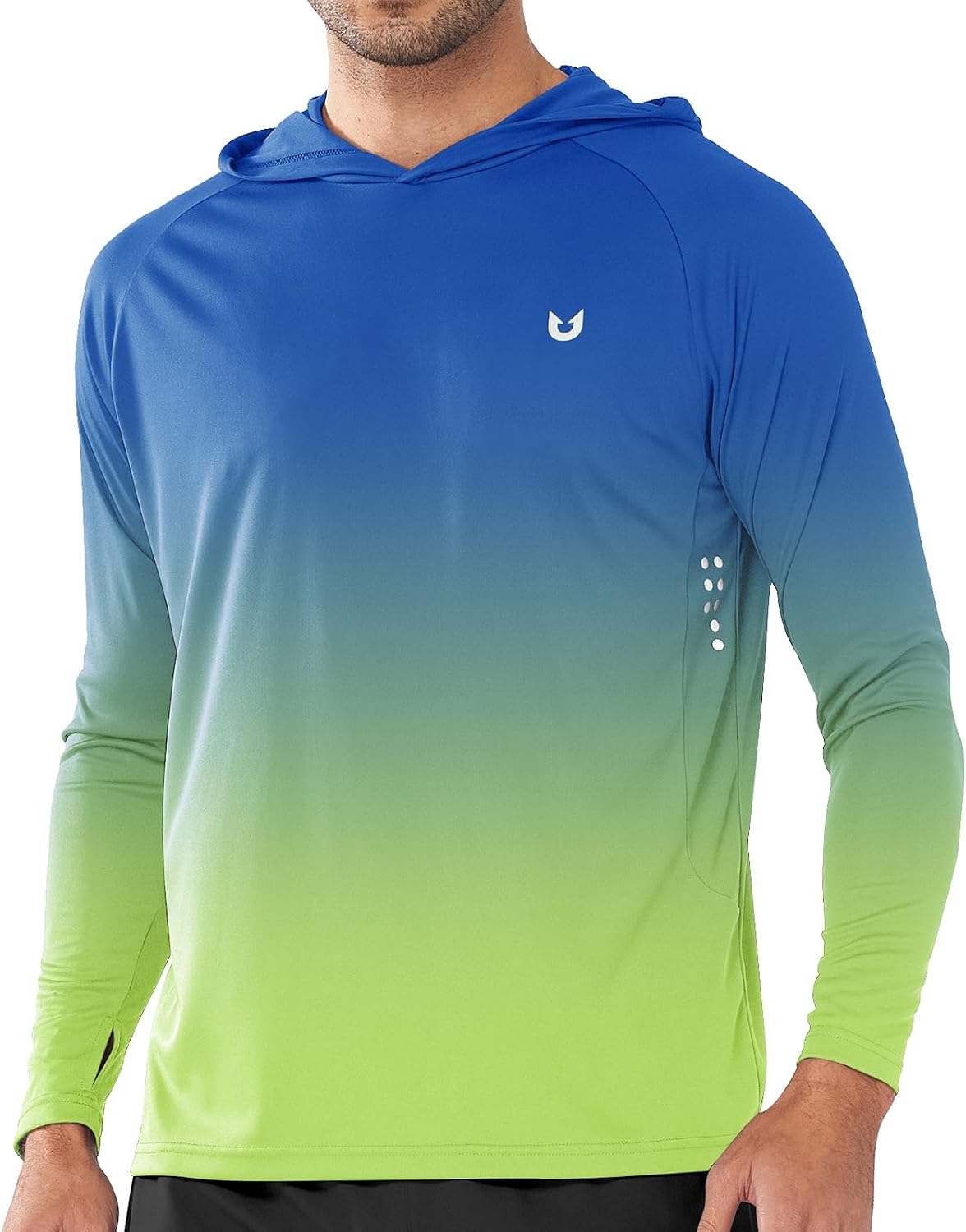 Men's UPF 50+ Sun Hoodie - Long Sleeve Rash Guard Swim Shirt with Four Way Stretch for Fishing and Hiking - Large