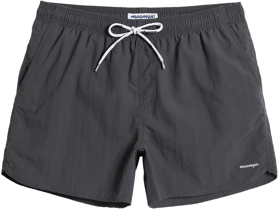 Men's 5 Inch Swim Trunks - Mesh Lined Quick Dry Swim Shorts in Solid Colors for Beach and Backyard Pools - Small