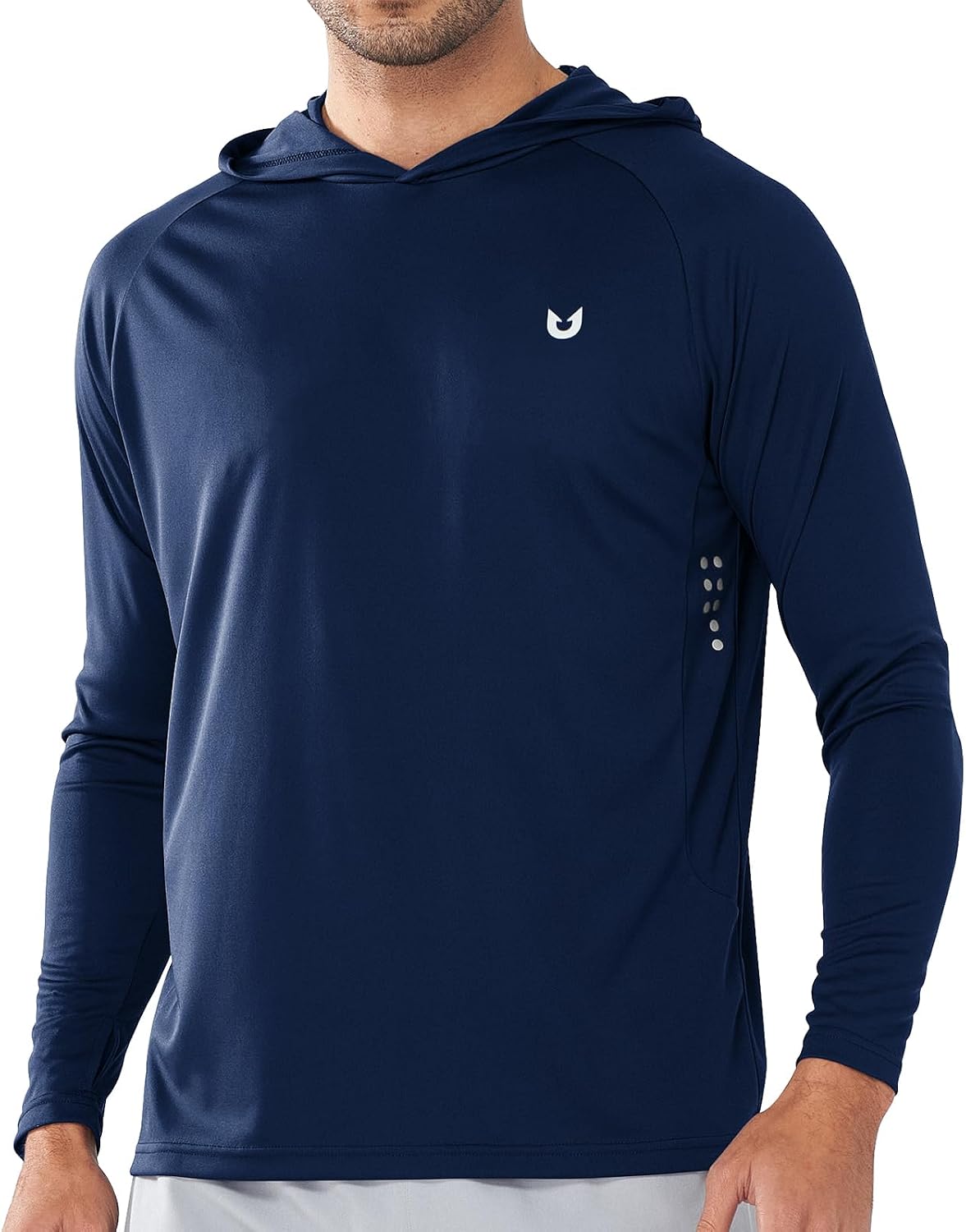 Men's UPF 50+ Sun Hoodie - Long Sleeve Rash Guard Swim Shirt with Four Way Stretch for Fishing and Hiking - Small