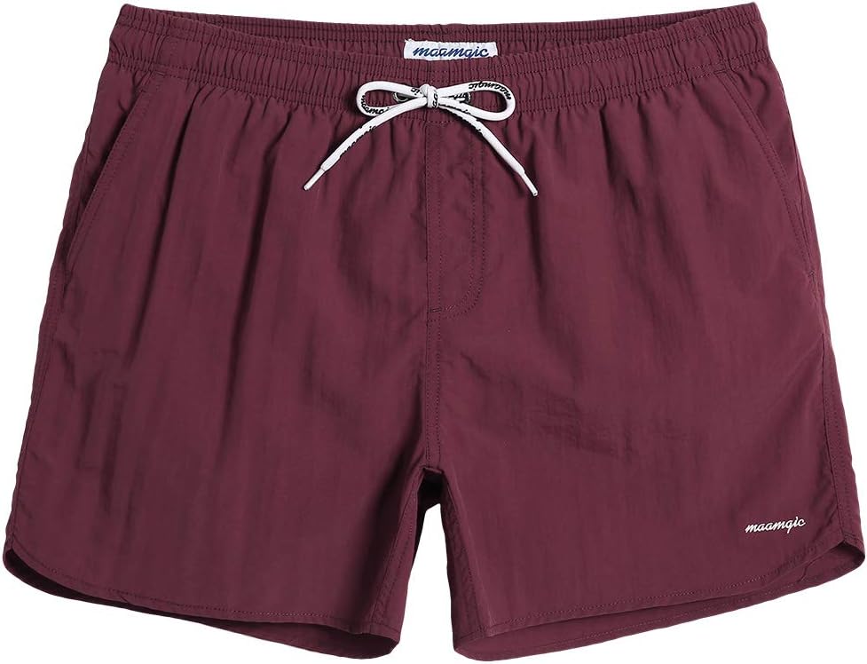 Men's 5 Inch Swim Trunks - Mesh Lined Quick Dry Swim Shorts in Solid Colors for Beach and Backyard Pools - Small (12)