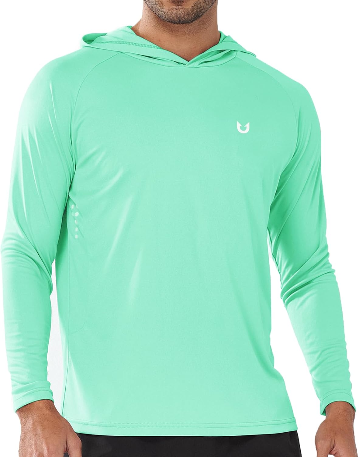 Men's UPF 50+ Sun Hoodie - Long Sleeve Rash Guard Swim Shirt with Four Way Stretch for Fishing and Hiking - Large