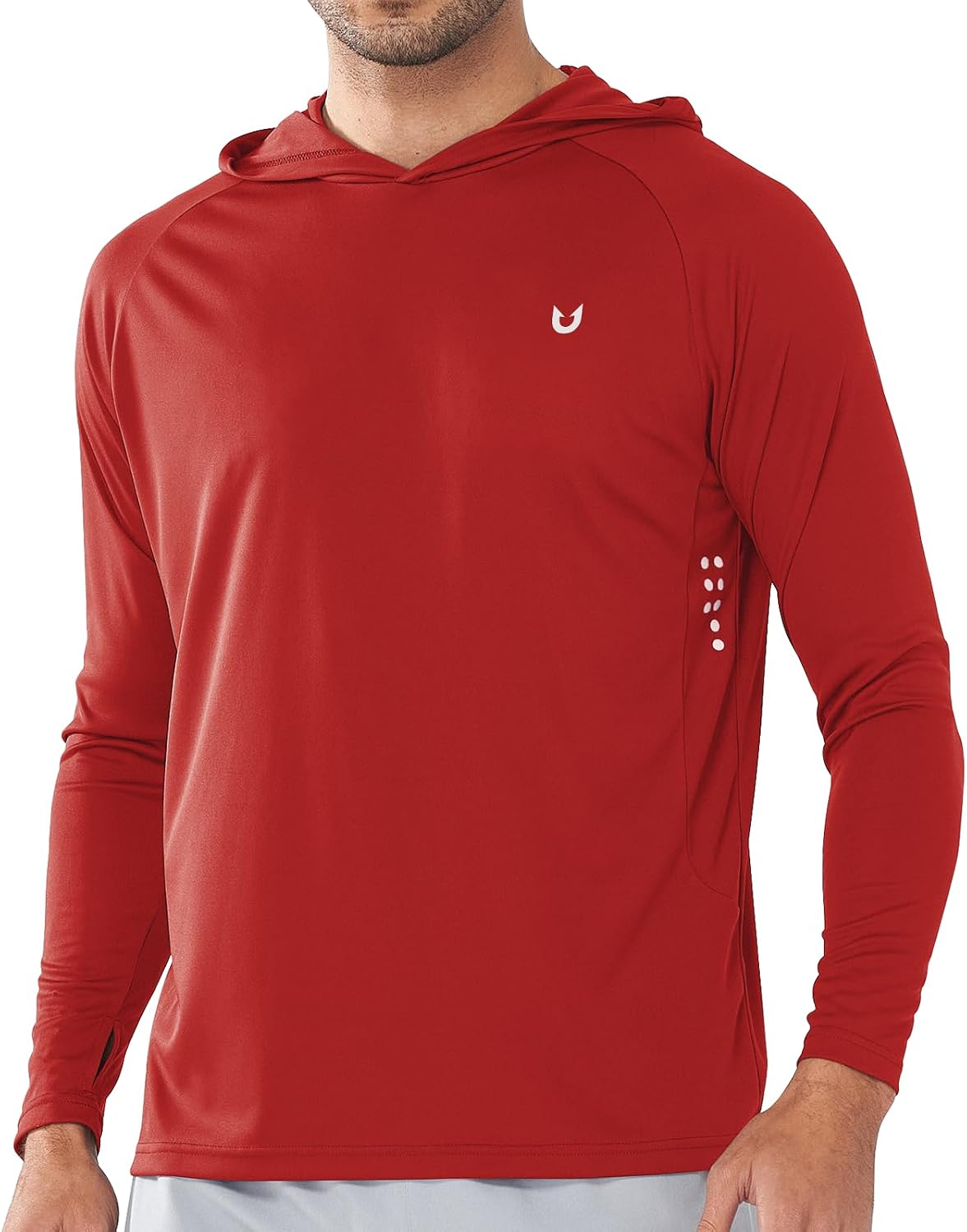 Men's UPF 50+ Sun Hoodie - Long Sleeve Rash Guard Swim Shirt with Four Way Stretch for Fishing and Hiking - Small