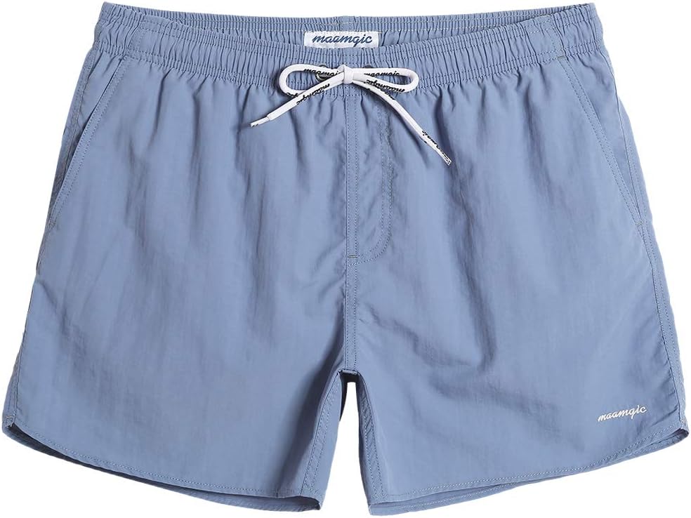 Men's 5 Inch Swim Trunks - Mesh Lined Quick Dry Swim Shorts in Solid Colors for Beach and Backyard Pools - Medium