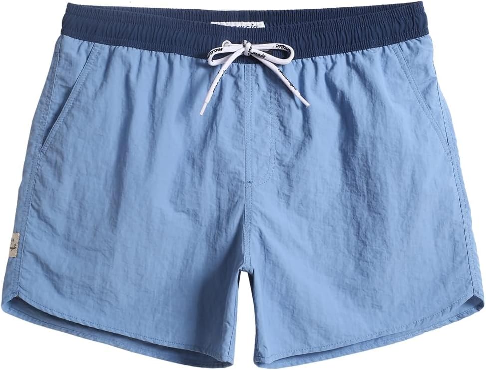 Men's 5 Inch Swim Trunks - Mesh Lined Quick Dry Swim Shorts in Solid Colors for Beach and Backyard Pools - Medium
