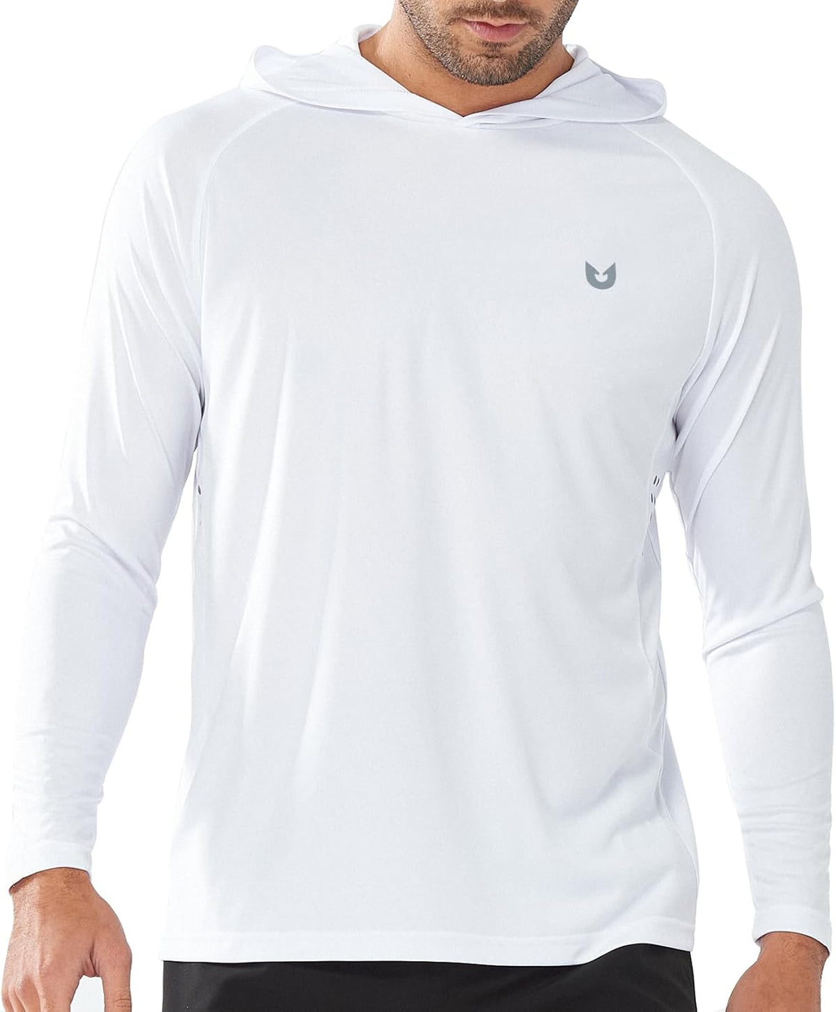 Men's UPF 50+ Sun Hoodie - Long Sleeve Rash Guard Swim Shirt with Four Way Stretch for Fishing and Hiking - Large