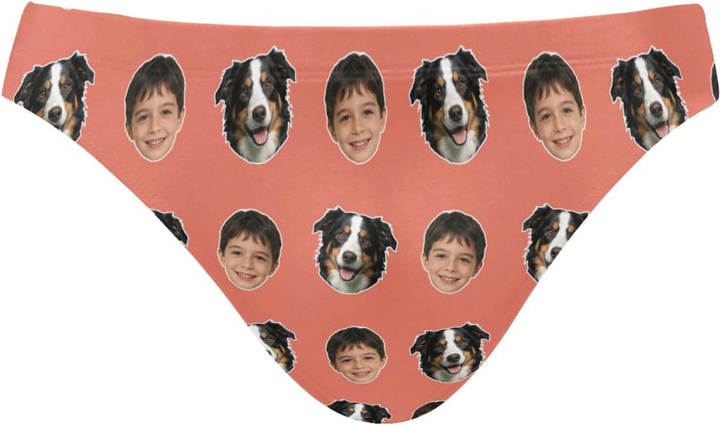 Men's Printed Swim Briefs - Custom Photo Face Swimsuit with Stretch Waistband for Pool Parties and Trips - Custom Face R