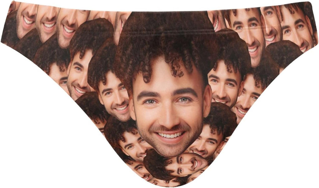Men's Printed Swim Briefs - Custom Photo Face Swimsuit with Stretch Waistband for Pool Parties and Trips - Custom Funny 
