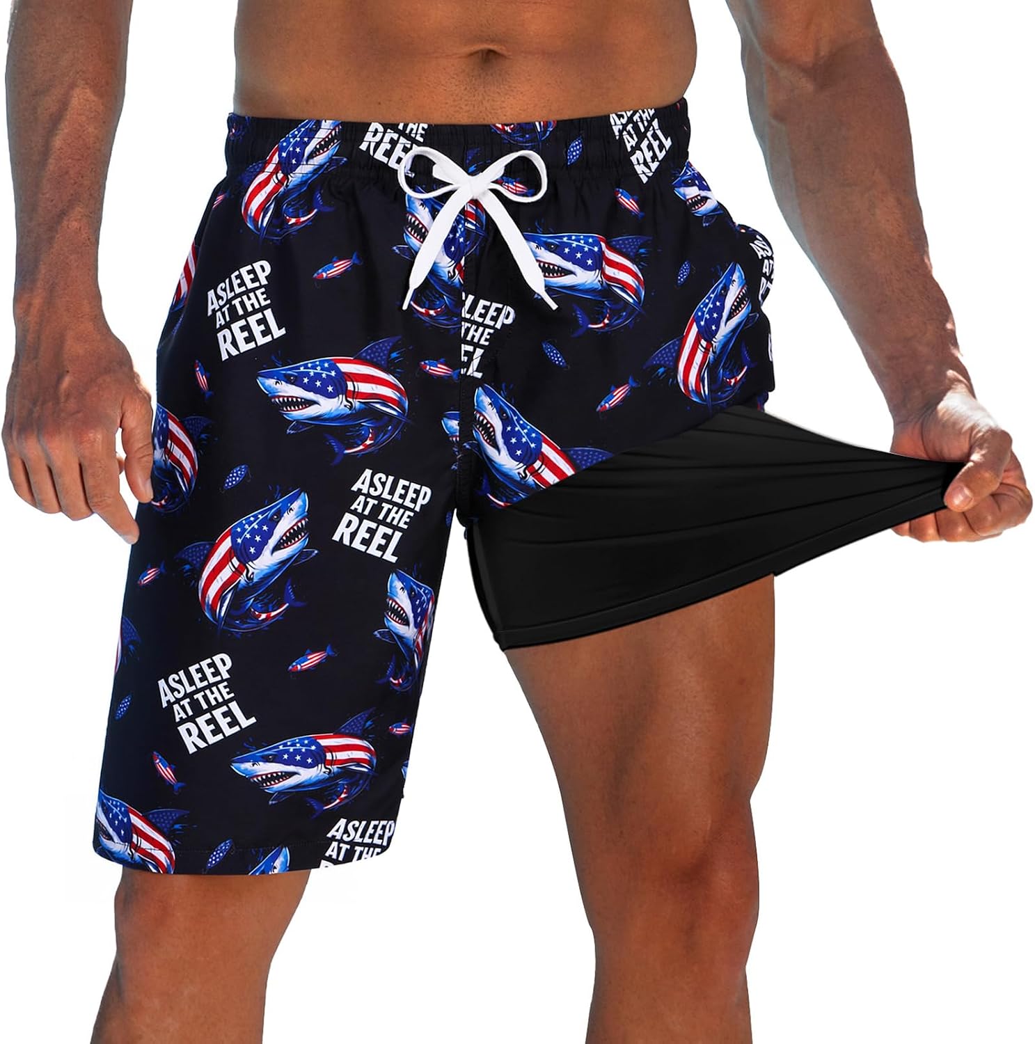 Men's 9 Inch Board Shorts - Quick Dry Swim Trunks with Compression Liner and Two Roomy Side Pockets - Medium