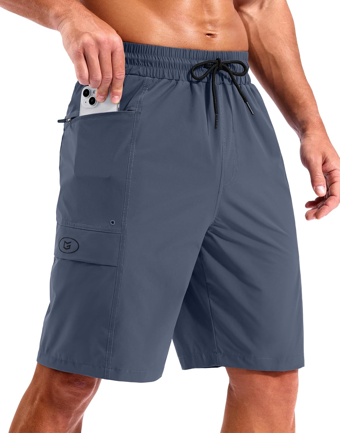 Men's 9 Inch Board Shorts - Quick Dry Swim Trunks with Zipper Pockets and No Mesh Liner for Surf Days - Blue
