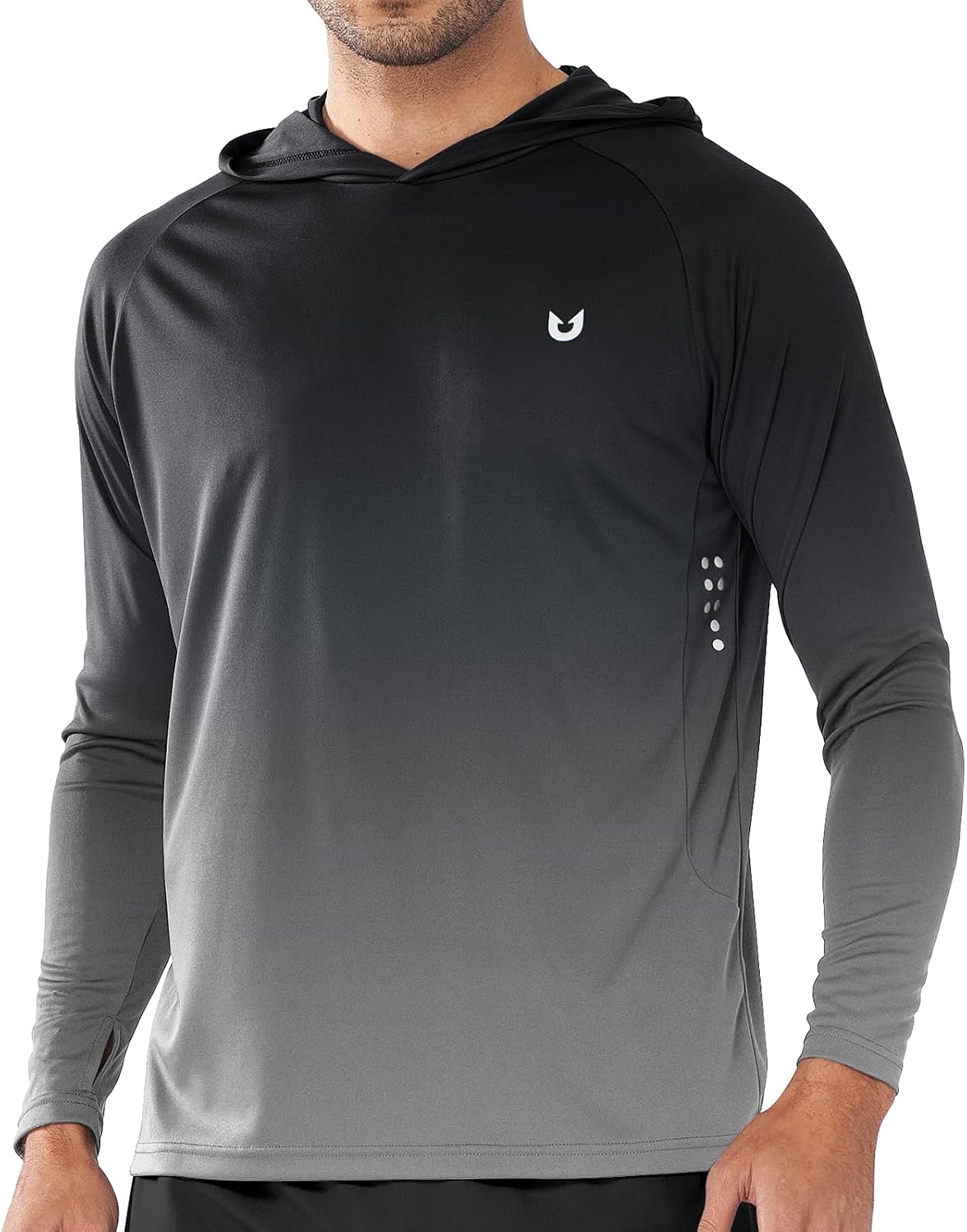 Men's UPF 50+ Sun Hoodie - Long Sleeve Rash Guard Swim Shirt with Four Way Stretch for Fishing and Hiking - Small