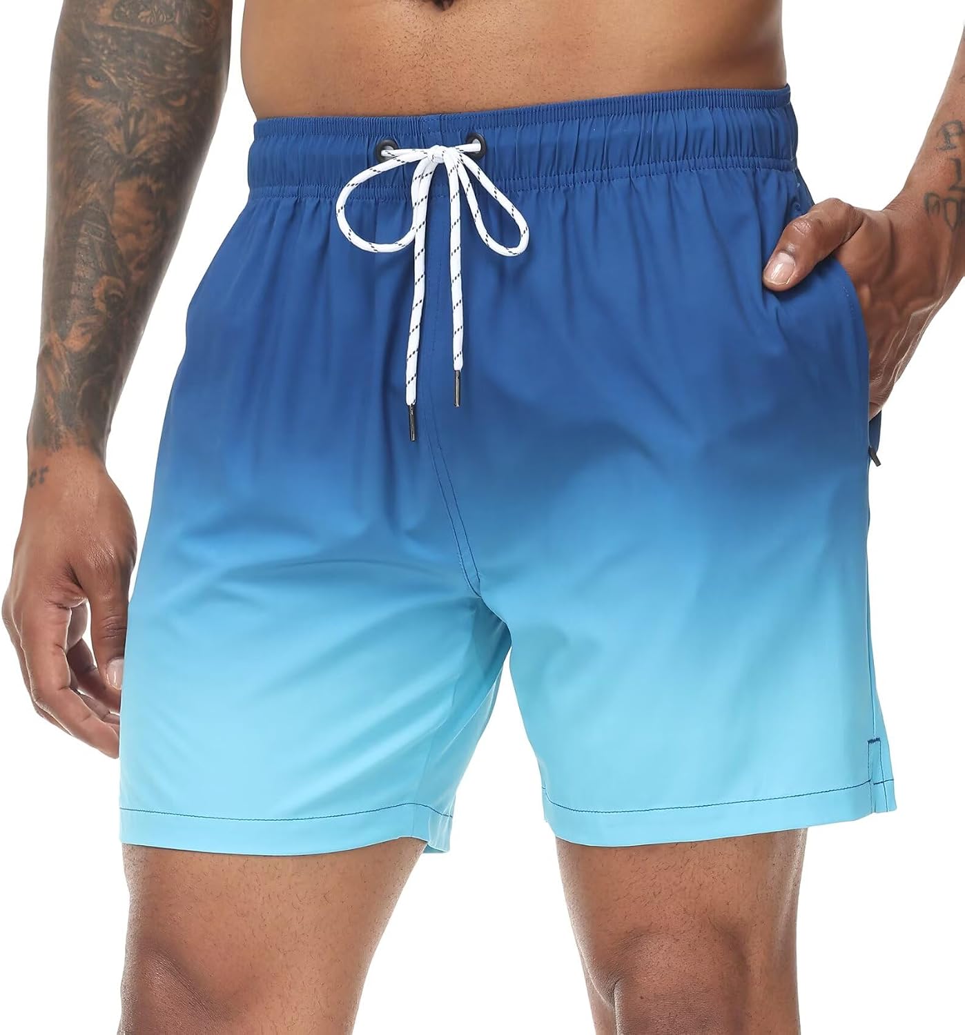 Men's Quick Dry Swim Trunks - Beach Shorts with Zipper Pockets and Mesh Lining in Waist Sizes 30 to 44 - 36