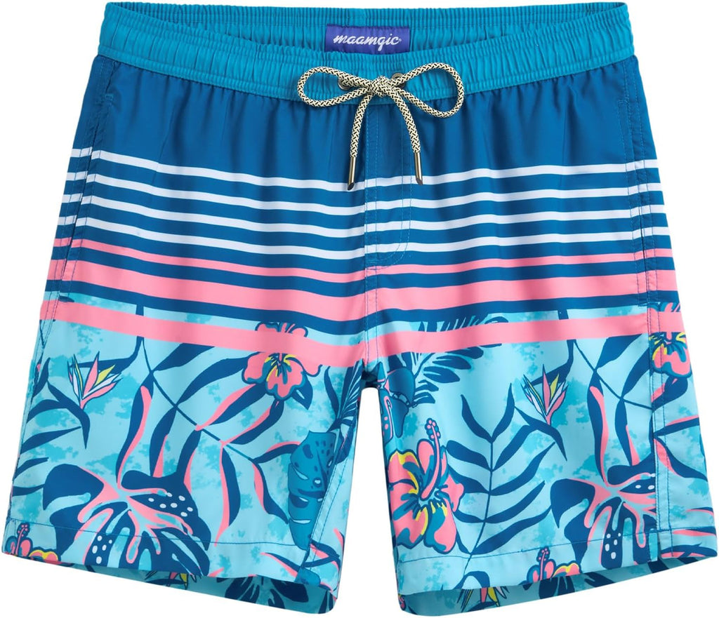 Men's 7 Inch Swim Trunks - Mesh Lined Beach Shorts with Side Pockets and Adjustable Drawstring Waist - Small (56)