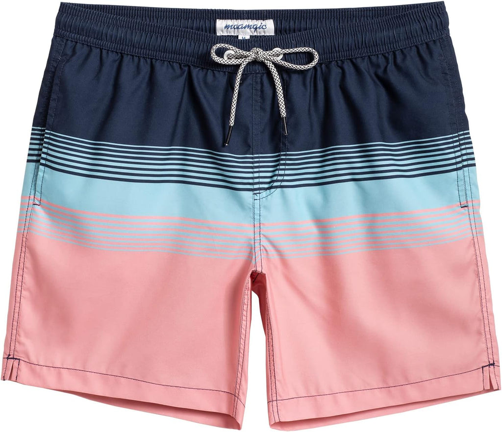 Men's 7 Inch Swim Trunks - Mesh Lined Beach Shorts with Side Pockets and Adjustable Drawstring Waist - Medium