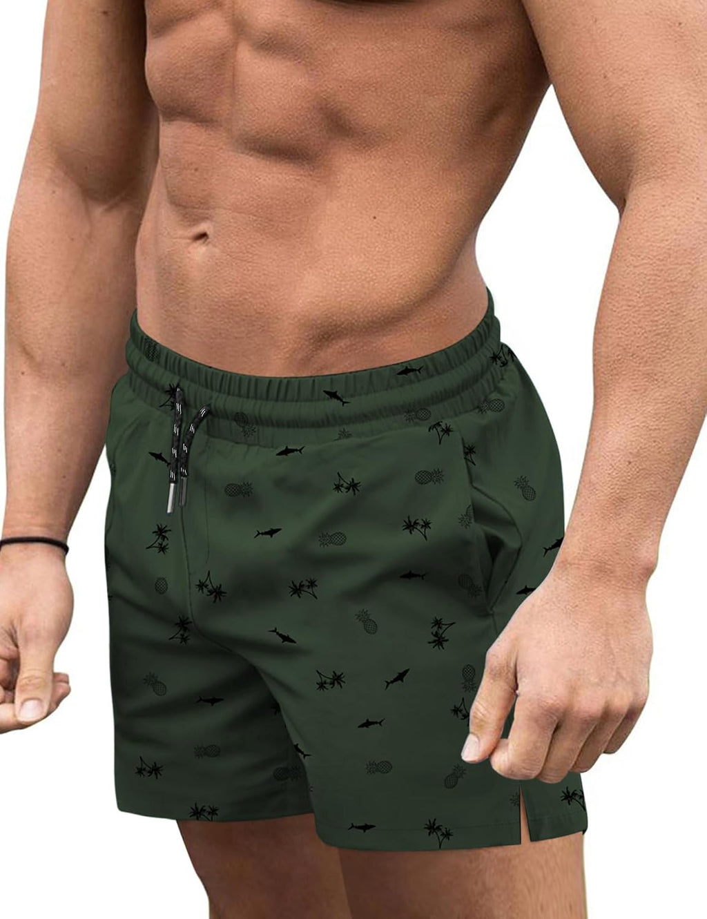 Men's 3 Inch Swim Trunks - Four Way Stretch Board Shorts with Mesh Lining and Two Side Pockets - Small