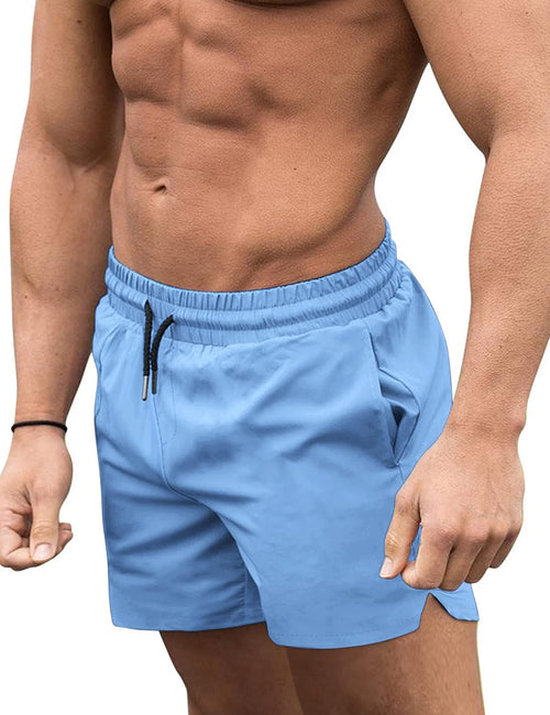Men's 3 Inch Swim Trunks - Four Way Stretch Board Shorts with Mesh Lining and Two Side Pockets - Small