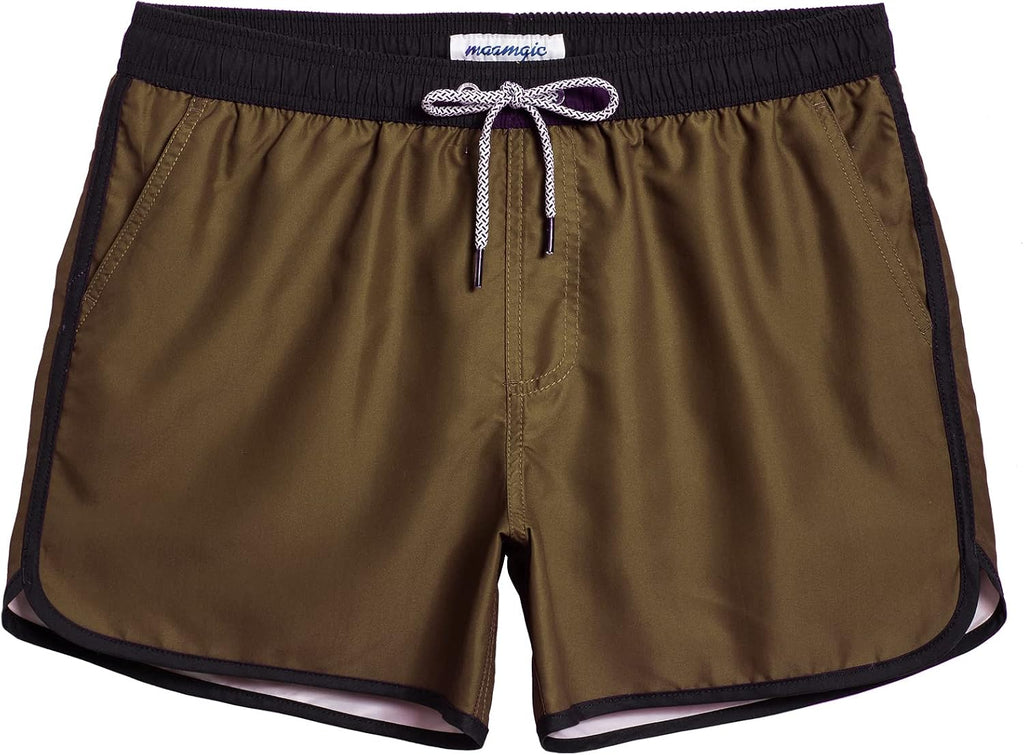 Men's Retro Swim Trunks - 80s and 90s Vintage Print Board Shorts with Mesh Lining and Quick Dry Fabric - Medium