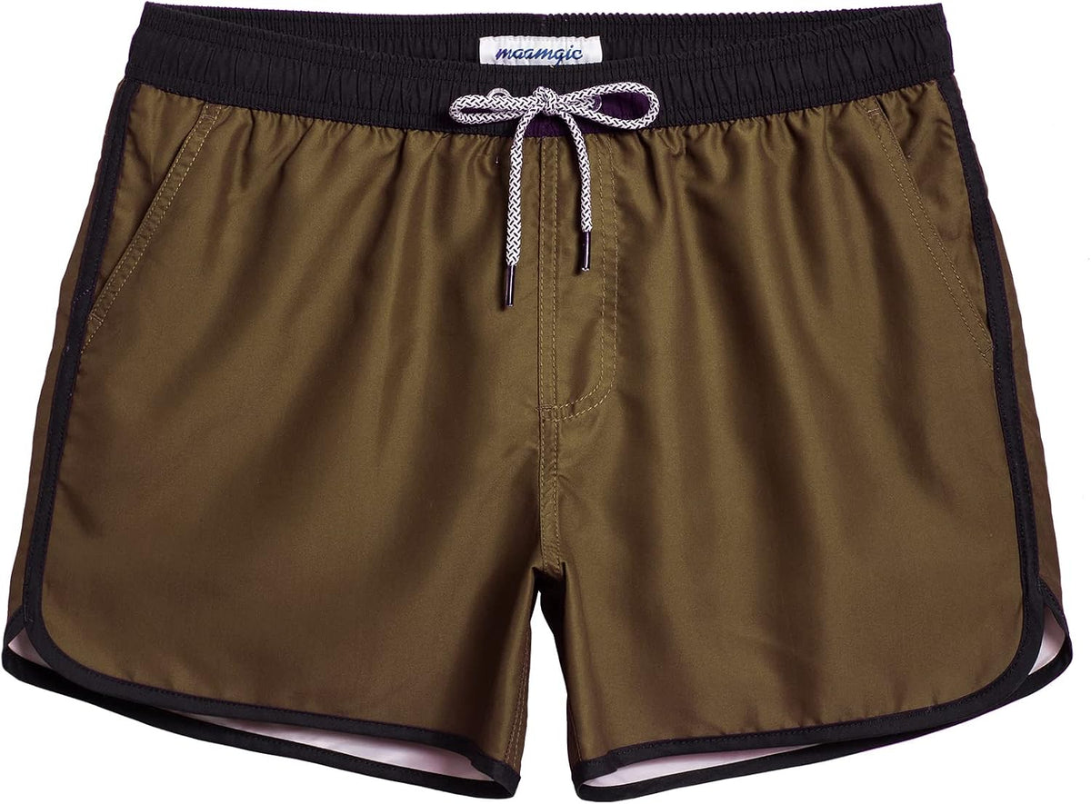 Men's Retro Swim Trunks - 80s and 90s Vintage Print Board Shorts with Mesh Lining and Quick Dry Fabric - Medium