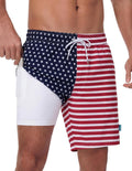 Men's 7 Inch Swim Trunks - Quick Dry Board Shorts with Compression Liner, Zip Pockets and UV Protection - Small