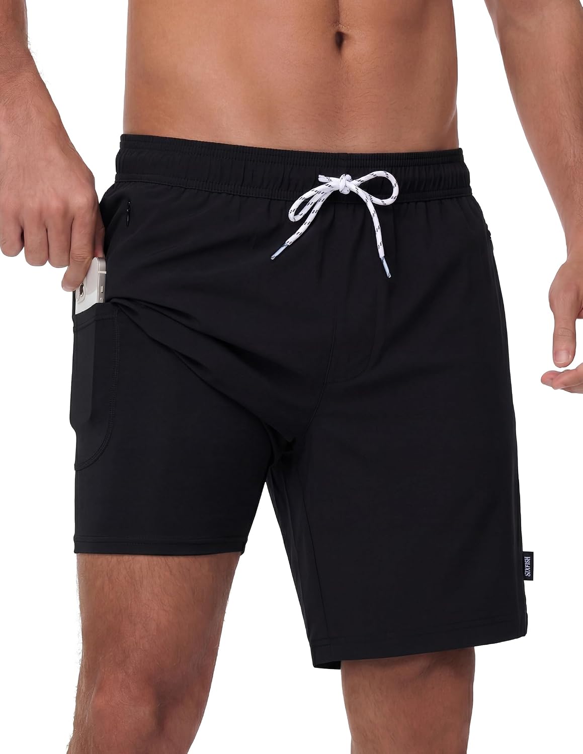 Men's 7 Inch Swim Trunks - Quick Dry Board Shorts with Compression Liner, Zip Pockets and UV Protection - Small