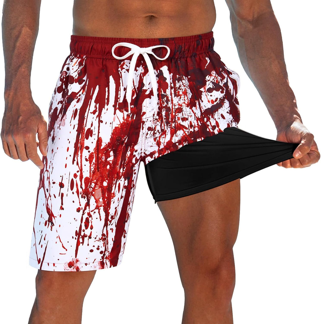 Men's 9 Inch Board Shorts - Quick Dry Swim Trunks with Compression Liner and Two Roomy Side Pockets - Large (28)
