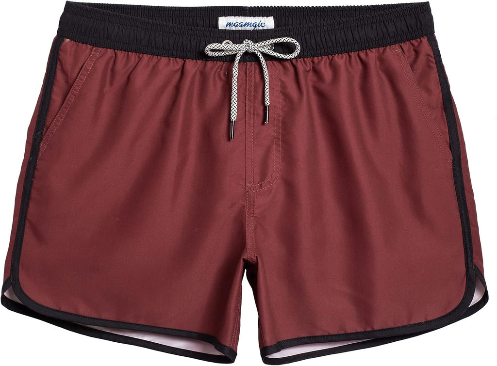 Men's Retro Swim Trunks - 80s and 90s Vintage Print Board Shorts with Mesh Lining and Quick Dry Fabric - Medium