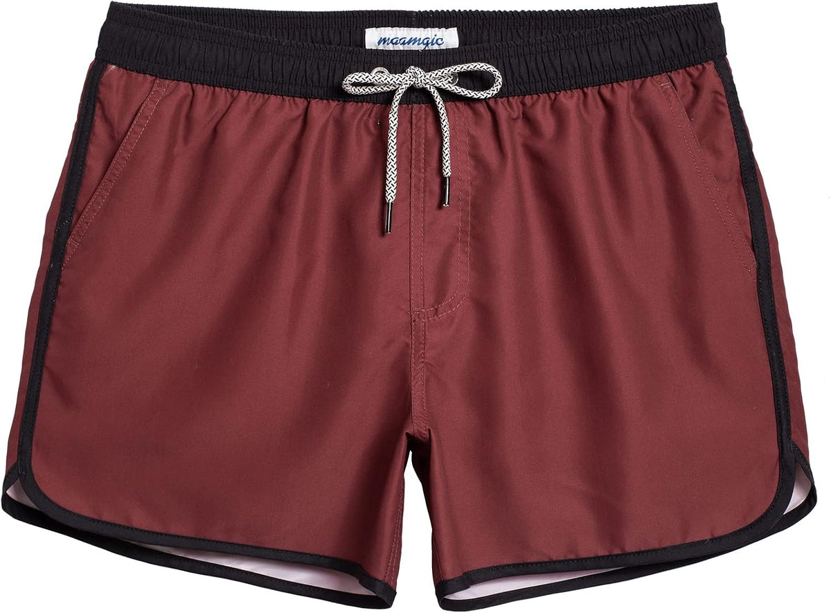 Men's Retro Swim Trunks - 80s and 90s Vintage Print Board Shorts with Mesh Lining and Quick Dry Fabric - Medium