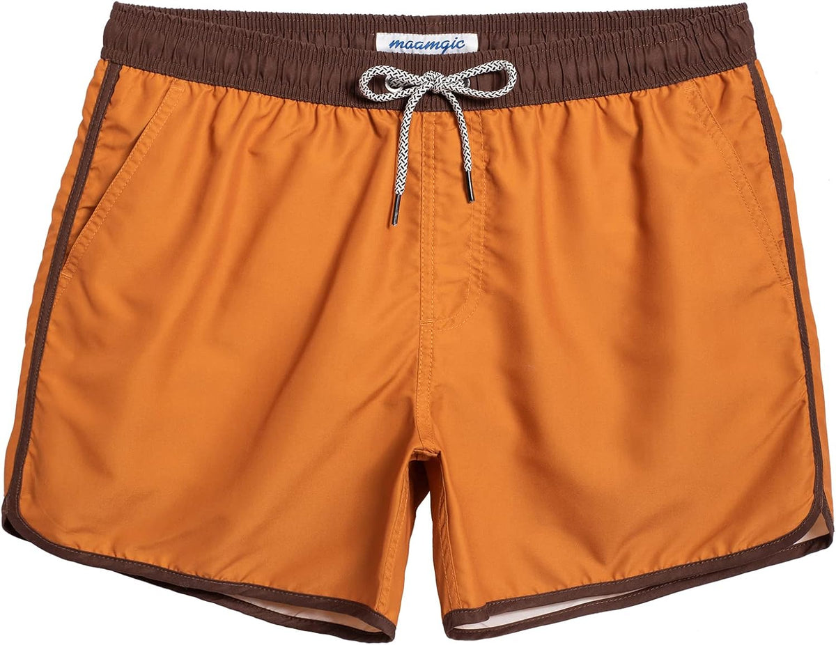 Men's Retro Swim Trunks - 80s and 90s Vintage Print Board Shorts with Mesh Lining and Quick Dry Fabric - Small (14)