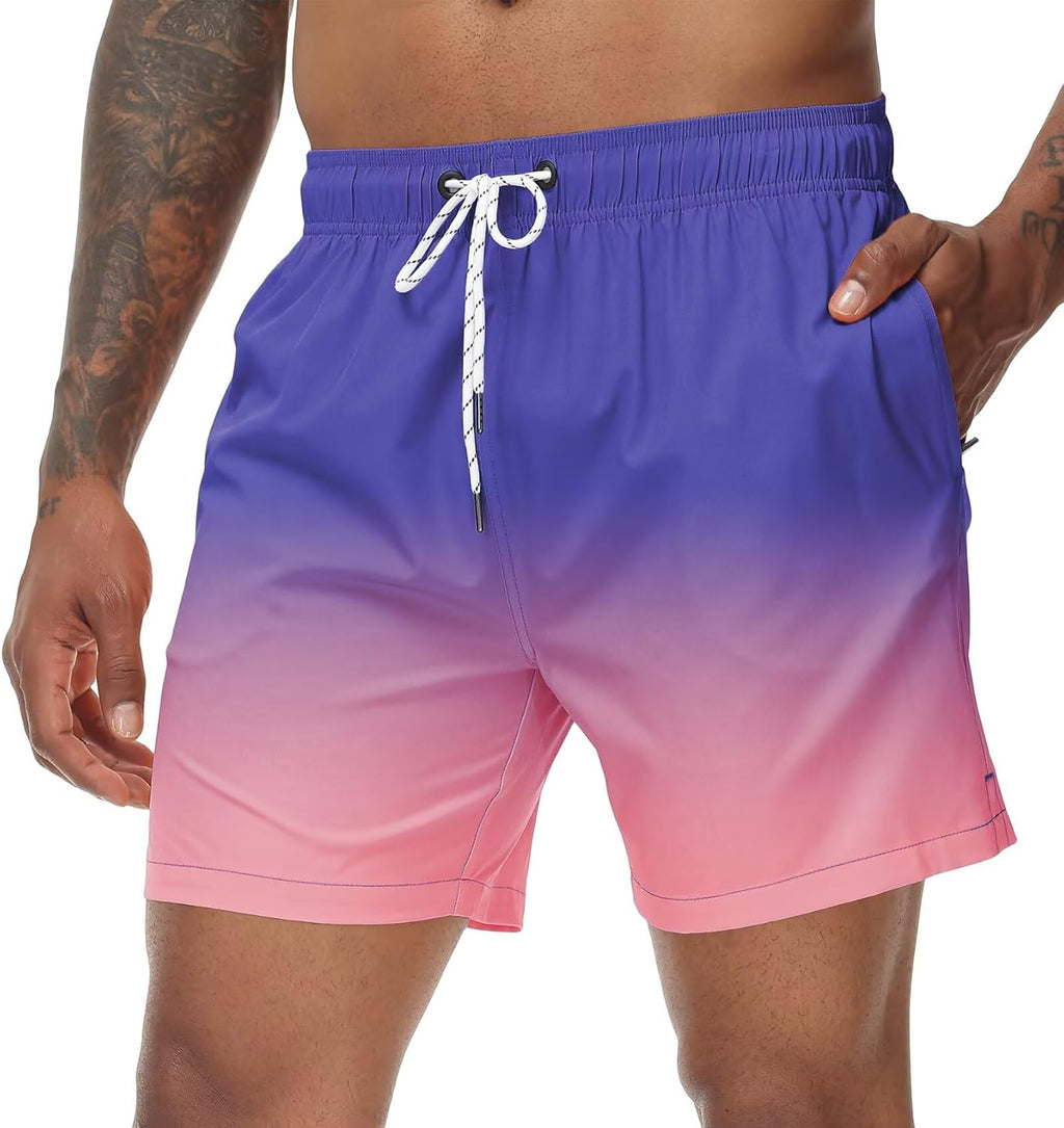 Men's Quick Dry Swim Trunks - Beach Shorts with Zipper Pockets and Mesh Lining in Waist Sizes 30 to 44 - 34