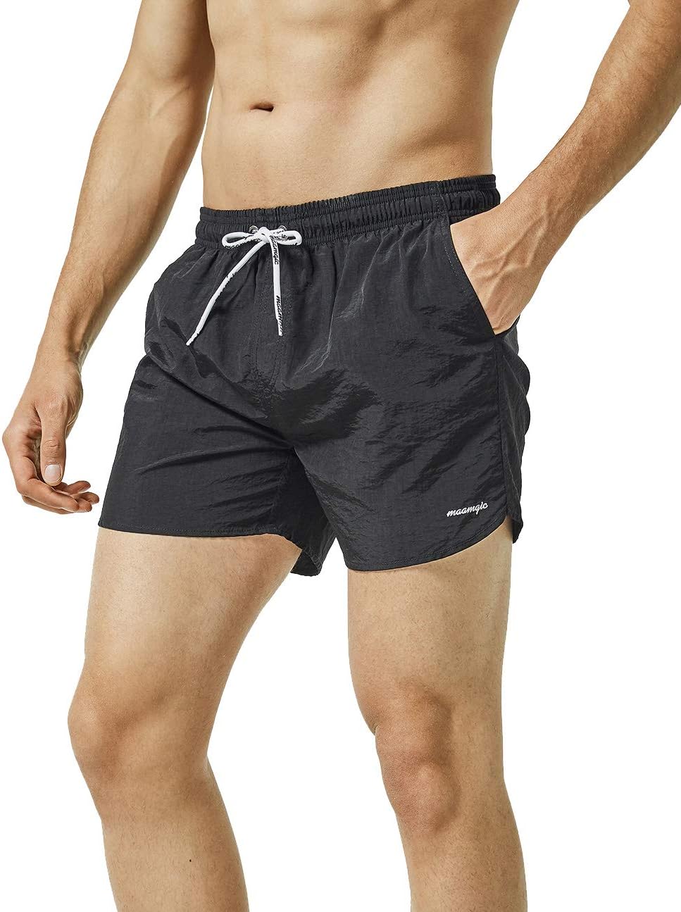 Men's 5 Inch Swim Trunks - Mesh Lined Quick Dry Swim Shorts in Solid Colors for Beach and Backyard Pools - Medium