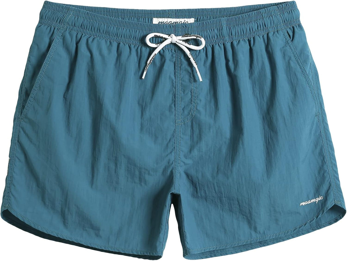 Men's 5 Inch Swim Trunks - Mesh Lined Quick Dry Swim Shorts in Solid Colors for Beach and Backyard Pools - Medium