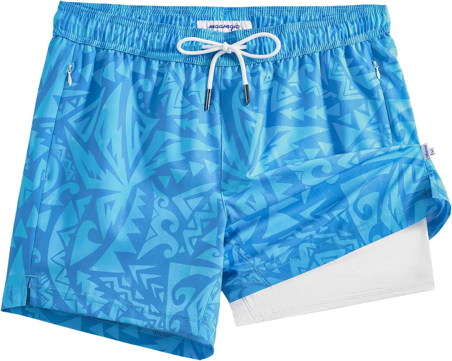 Men's Quick Dry Swim Trunks - 5 Inch Inseam with Built-In Compression Liner for Beach and Pool Days - Black-colorful Din