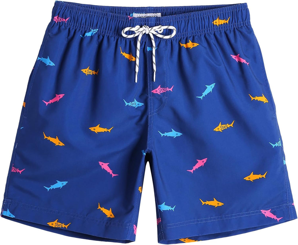 Men's 7 Inch Swim Trunks - Mesh Lined Beach Shorts with Side Pockets and Adjustable Drawstring Waist - Small (6)
