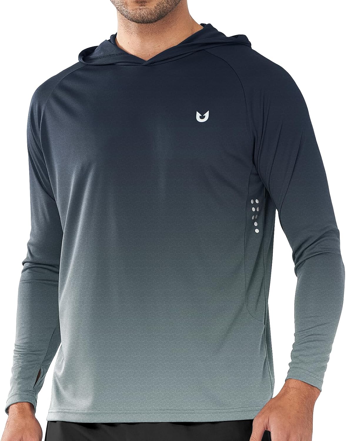 Men's UPF 50+ Sun Hoodie - Long Sleeve Rash Guard Swim Shirt with Four Way Stretch for Fishing and Hiking - Medium